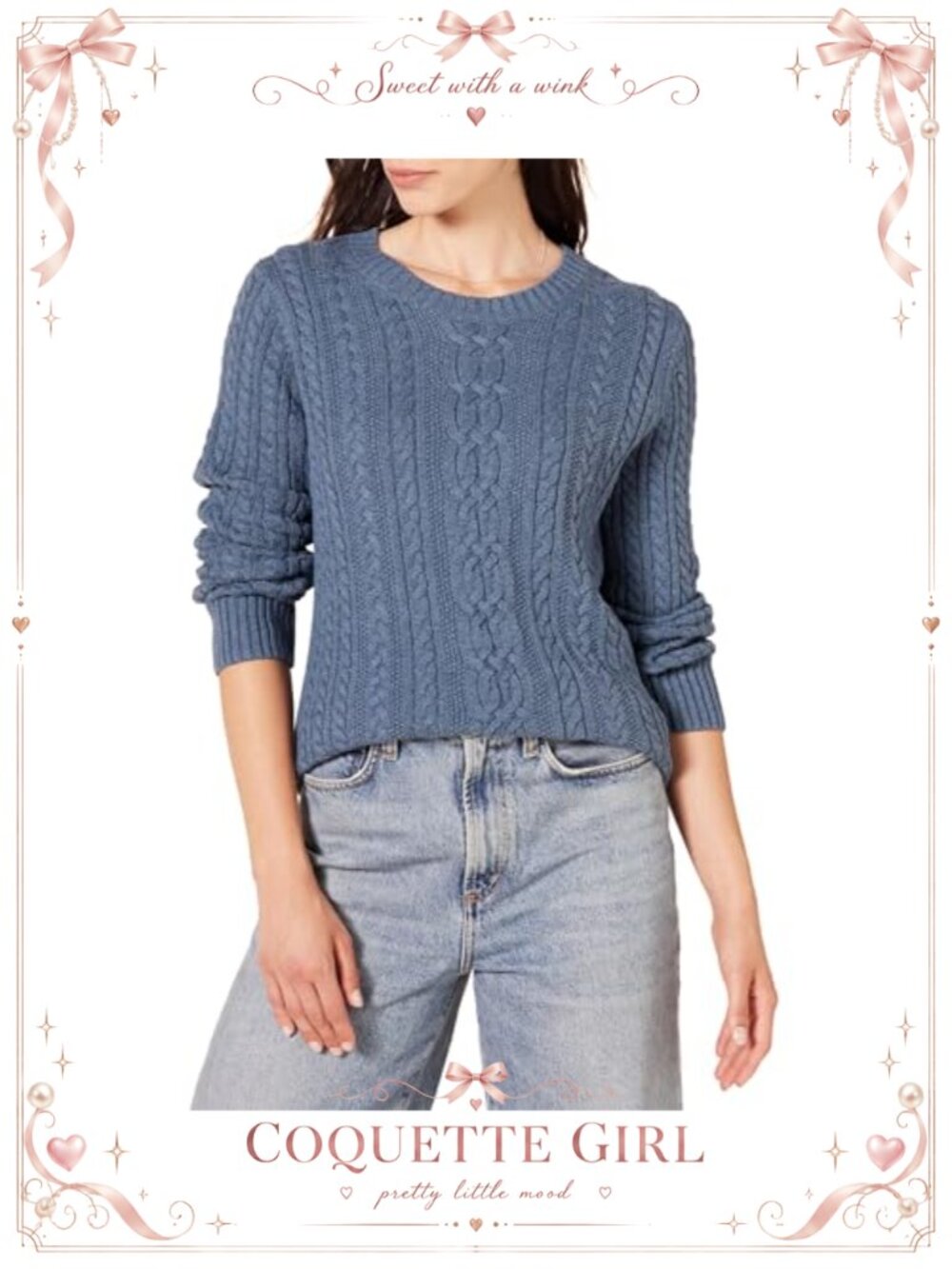 Fisherman Cable Knit Crewneck Pullover Sweater Regular Fit Long Sleeve